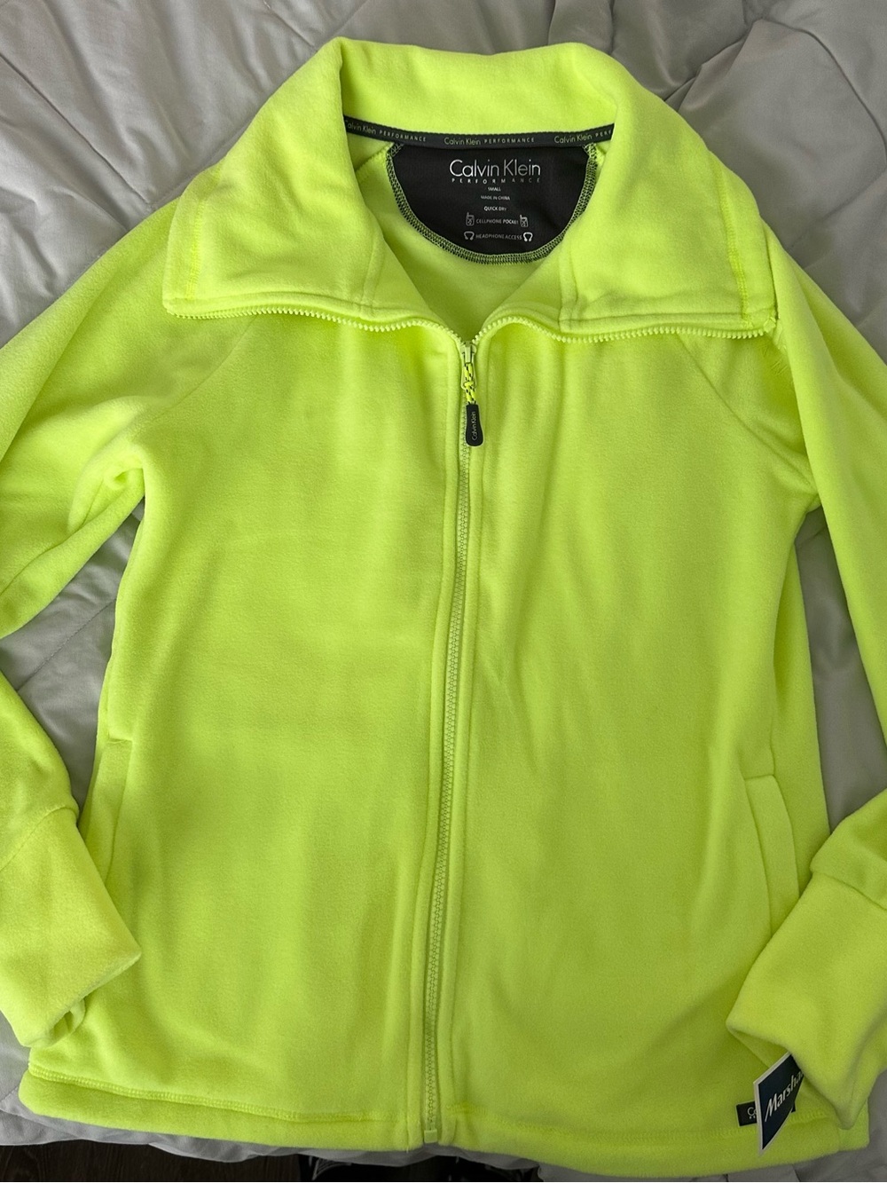 Calvin Klein Performance Neon green Full-Zip Fleece Jacket